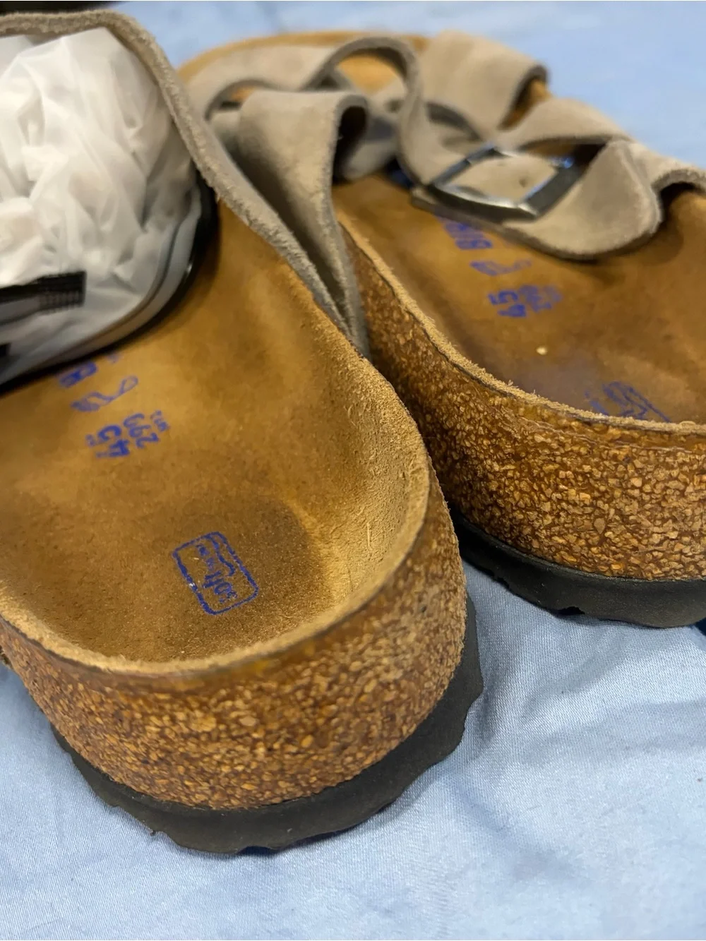 Birkenstock Taupe Lugano Suede Crisscross Buckle Sandals